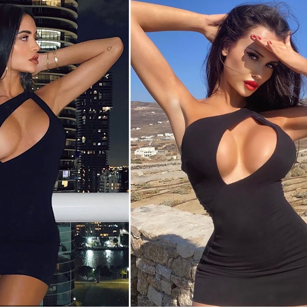 Size small, one shoulder mini dress with cut out. Black thick material, stretchy